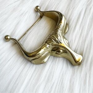 VINTAGE Longhorn Western Brass Unisex Belt Buckle Cowboy Cowgirl Texas Rodeo UT
